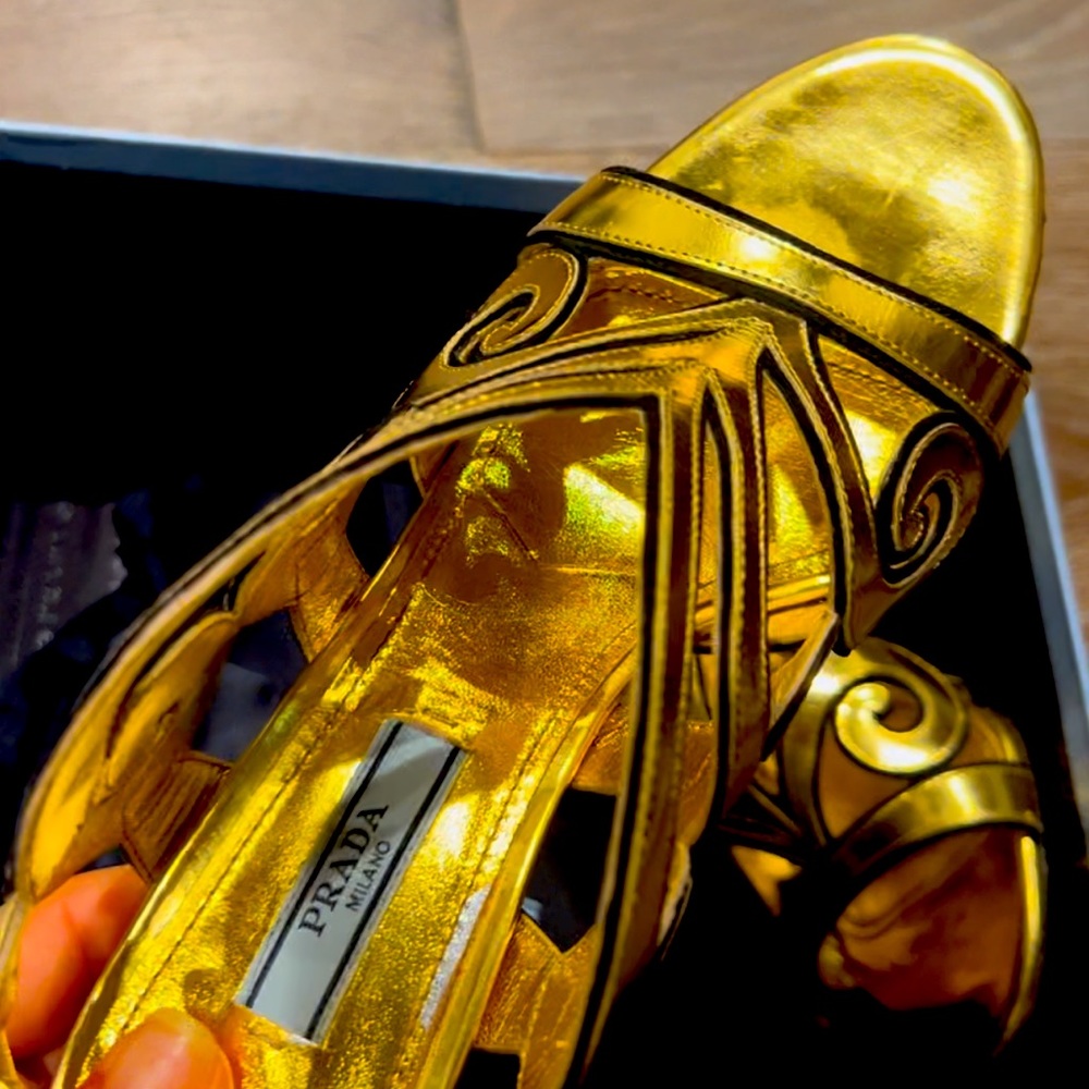 Prada golden sandals